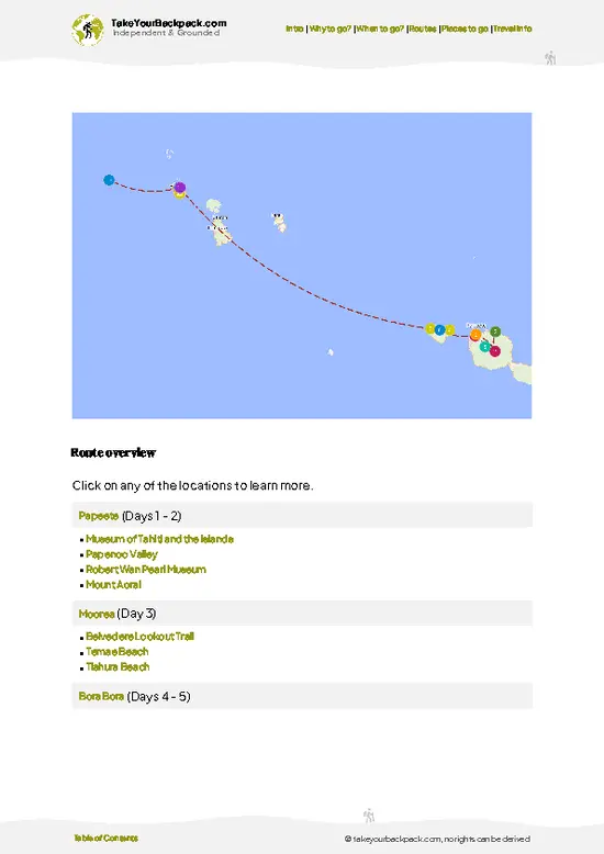 example page 4 from our offline Travel Guide for French Polynesia